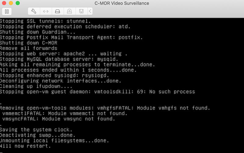 VMware Consol Window C-MOR starts